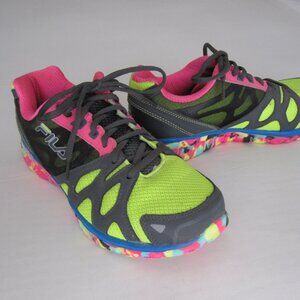 Women's Fila Multi Colored Neon Running Shoes, Size 8